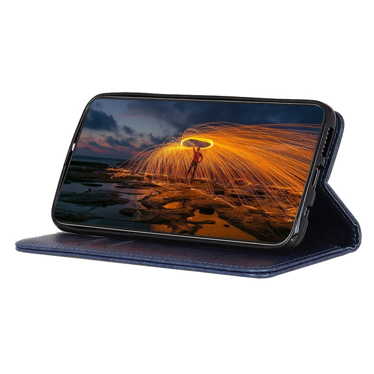 Para Google Pixel 6 Magnet Crazy Horse Texture Horizontal Flip Funda de cuero con soporte y ranuras para tarjetas y billetera (azul)