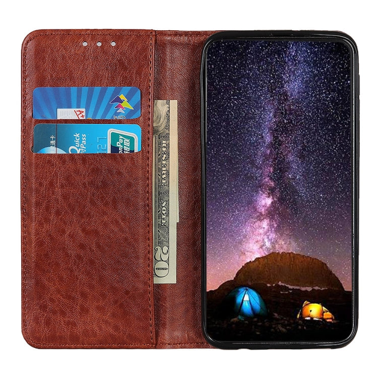Para Google Pixel 6 Magnético Crazy Horse Texture Horizontal Flip Funda de cuero con soporte y tragamonedas y billetera (Marrón)