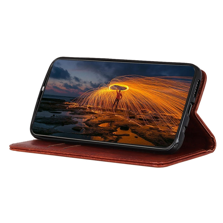 Para Google Pixel 6 Magnético Crazy Horse Texture Horizontal Flip Funda de cuero con soporte y tragamonedas y billetera (Marrón)