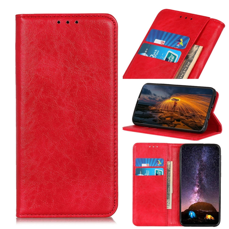 Para Google Pixel 6 Magnetic Crazy Horse Texture Horizontal Flip Funda de cuero con soporte y ranuras para tarjetas y billetera (rojo)