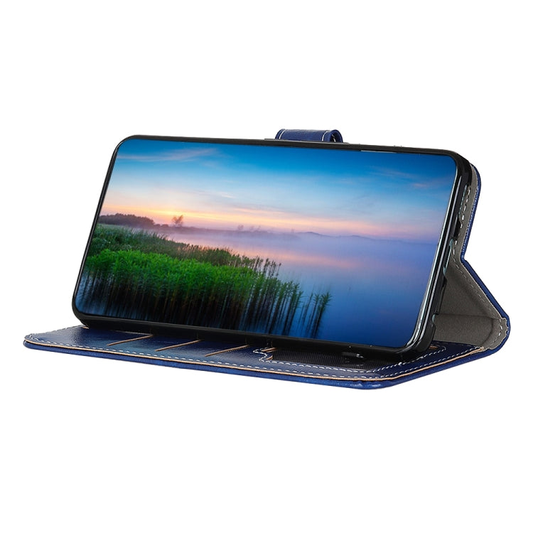 Para Google Pixel 6 Retro Crazy Horse Texture Horizontal Flip Funda de cuero con soporte y ranuras para tarjetas y marco y billetera (azul)