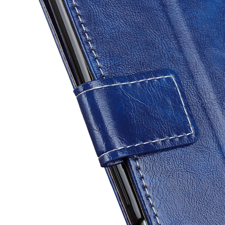 Para Google Pixel 6 Retro Crazy Horse Texture Horizontal Flip Funda de cuero con soporte y ranuras para tarjetas y marco y billetera (azul)