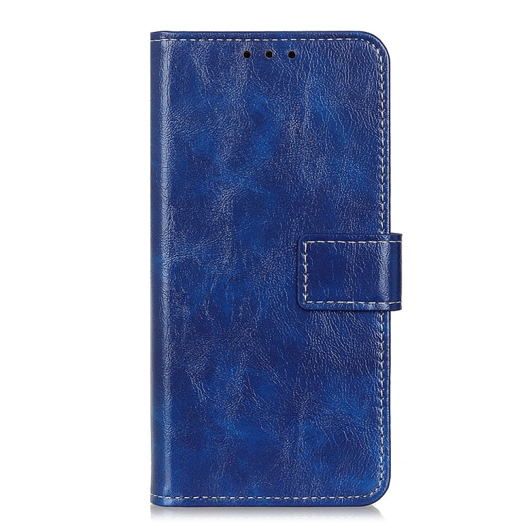 Para Google Pixel 6 Pro Retro Crazy Horse Texture Horizontal Flip Funda de cuero con soporte y ranuras para tarjetas y marco y billetera (azul)