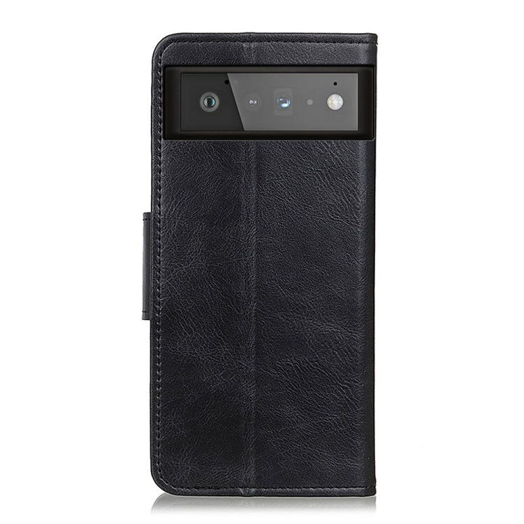Para Google Pixel 6 Mirren Crazy Horse Texture Horizontal Flip Funda de cuero con soporte y tragamonedas y billetera (Negro)