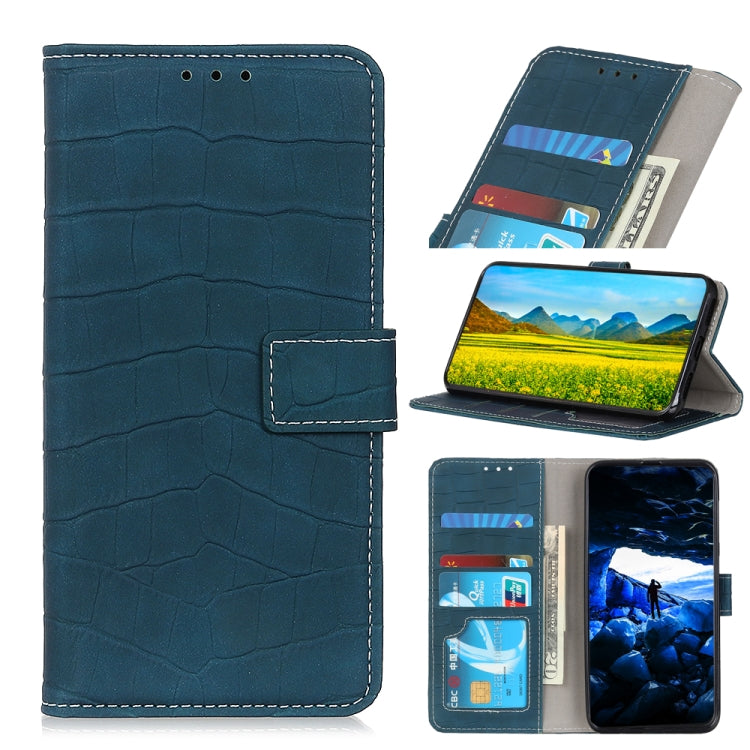 Para Google Pixel 6 Textura de cocodrilo Funda de cuero Horizontal Flip con soporte y ranuras para tarjetas y marco de fotos y billetera (verde oscuro)