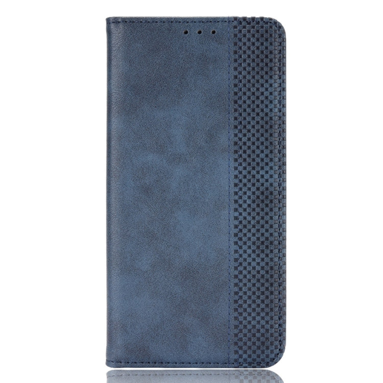 Para Sony Xperia 5 III Hebilla magnética Retro Crazy Horse Texture Horizontal Flip Funda con soporte y ranuras para tarjetas y marco de fotos (azul)