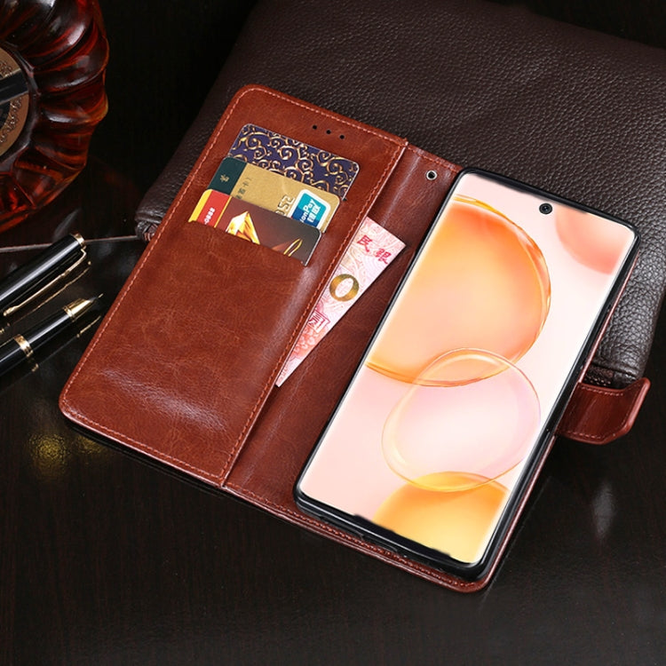 Para honrar 50 Idewei Crazy Horse Texture Horizontal Flip Funda de cuero con soporte y tragamonedas y billetera (Negro)