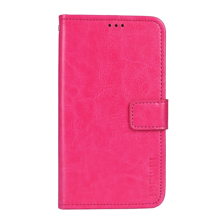 Para honrar 50 Idewei Crazy Horse Texture Horizontal Flip Funda de cuero con soporte y ranuras para tarjetas (Rose Rojo)