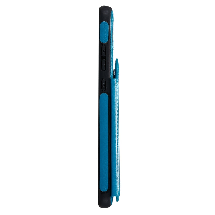 Funda protectora a prueba de golpes con patrón en relieve de árbol de gato Huawei Mate 30 con ranuras para tarjetas y marco de fotos (azul)