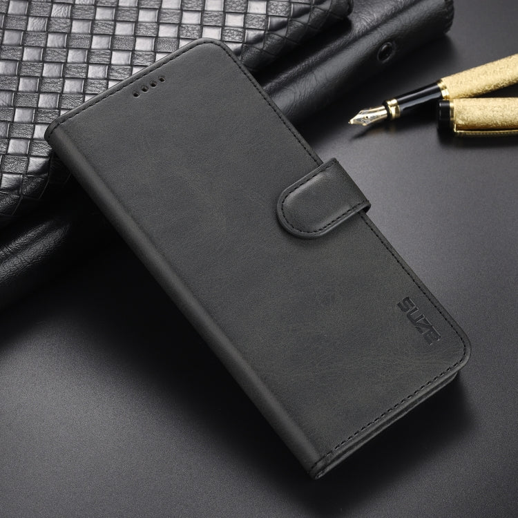 Para Honor 50 PRO AZNS Siente la piel de la piel de la carne de becerro Funda de cuero de la tapa horizontal con ranuras y soporte para tarjetas y billetera (Negro)