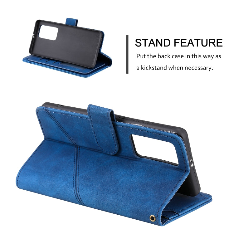 Para HUAWEI P40 PROY PIEL Sienta la funda de cuero Horizontal Flip PU con el soporte y las ranuras de las tarjetas múltiples y la cartera y el marco de la foto (azul)