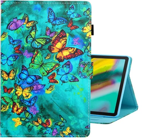 Funda para Galaxy Tab S5E T720 Cuero PU con Tapa Soporte Ranura Tarjeta y Función Suspensión (Mariposa Verde)