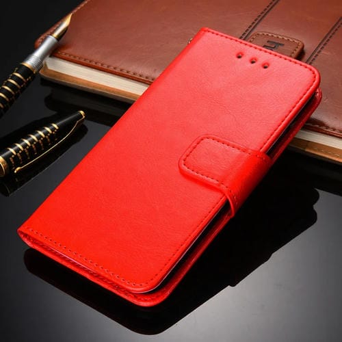 Para Nokia 1.4 Estuche de cuero horizontal de la textura de cristal con soporte y ranuras para tarjetas y billetera (rojo)
