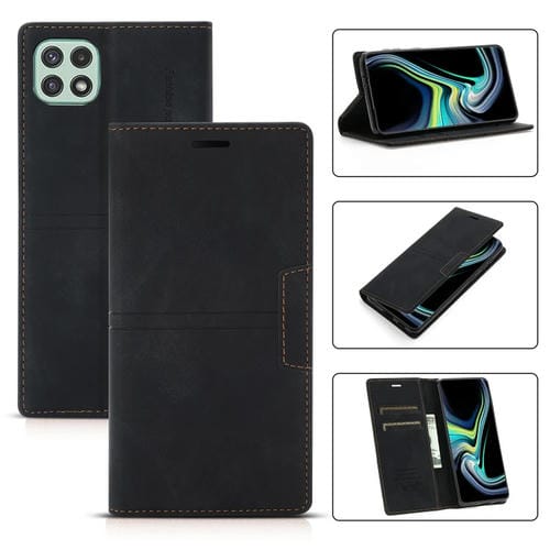 Funda para Samsung Galaxy A22 5G Caja de Cuero Horizontal Flip PU con Soporte y Ranura para Tarjeta y Billetera (Negro)