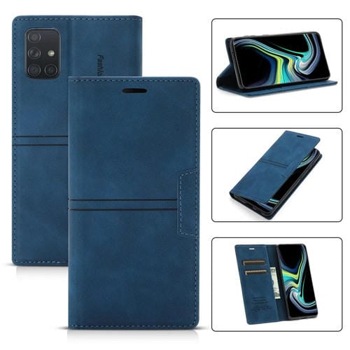 Funda para Samsung Galaxy A51 5G Caja de Cuero Horizontal Flip PU con Soporte y Ranura para Tarjeta y Billetera (Azul)