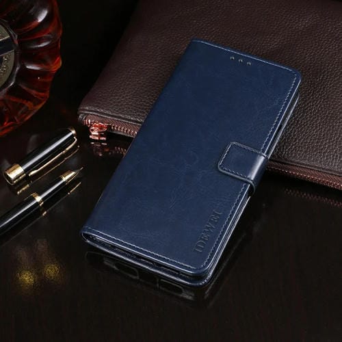 Para Huawei Nova 9 PRO Idewei Crazy Horse Texture Funda de cuero con soporte y tragamonedas y billetera (azul)