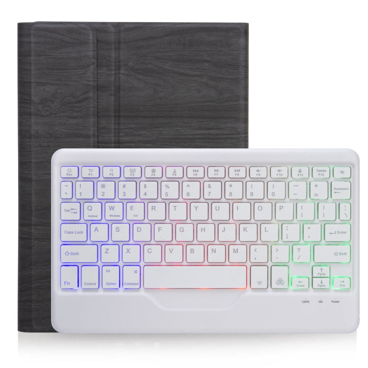 Para Microsoft Surface GO 3/2/1 SFGOS Tri-Color Retroiluminación de árboles de árbol Bluetooth Funda de cuero de teclado (negro + blanco)