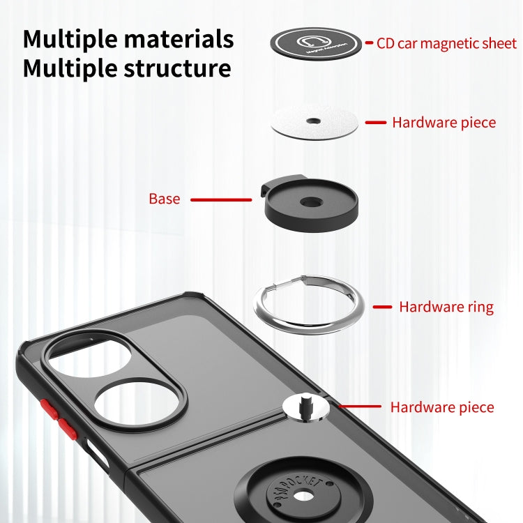 Funda híbrida para Huawei P50 P50 Q Shadow I con Ring Kickstand PC y TPU (Verde Oscuro)