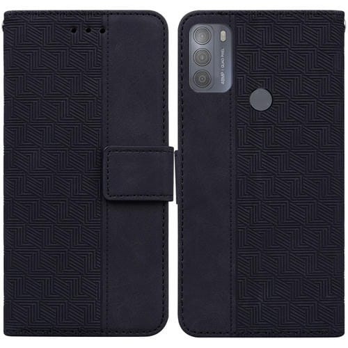 Para Motorola MOTO G50 geométrico en relieve estuche de cuero en relieve (negro)