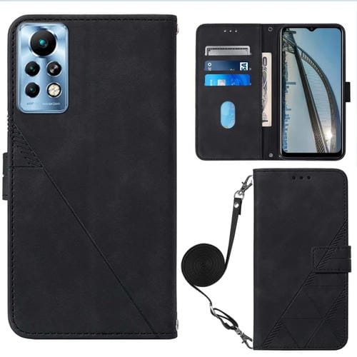 Funda de Cuero Crossbody 3D para Infinix Note 11 Pro con Estampado en Relieve (Negro)