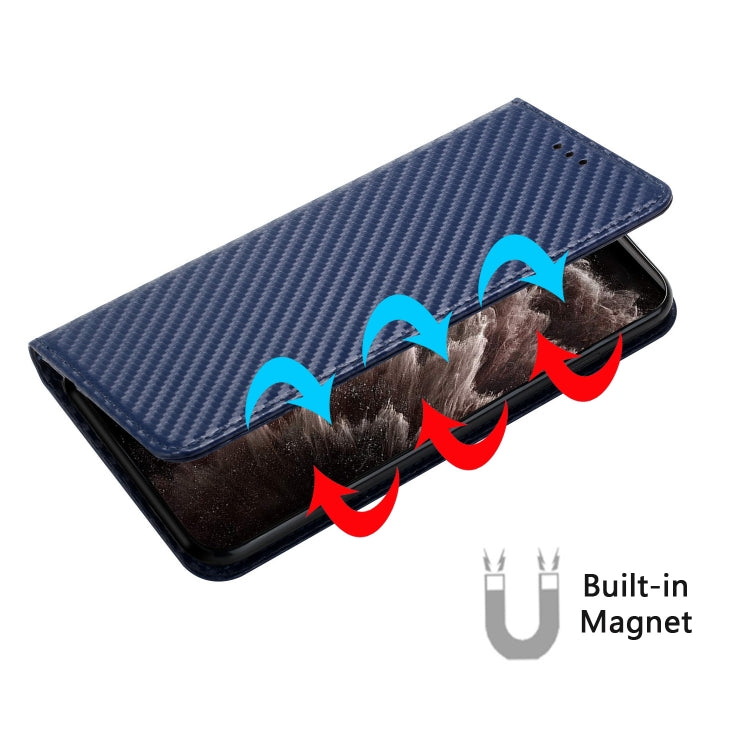 Para Samsung Galaxy A13 5G Fibra de carbono Textura Soporte Flip Telephone de cuero (azul)