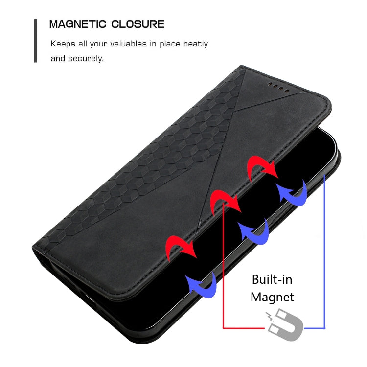 Para Samsung Galaxy A23 Diamond Splicing Splicing Siente la caja del teléfono de cuero magnético (Negro)