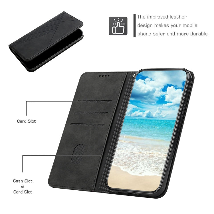 Para Samsung Galaxy A23 Diamond Splicing Splicing Siente la caja del teléfono de cuero magnético (Negro)