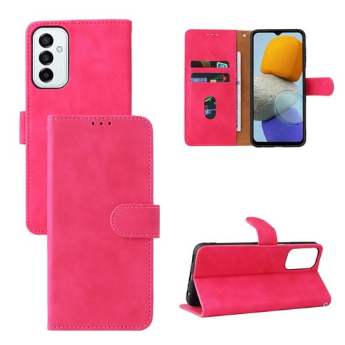 Para Samsung Galaxy M23 5G piel siente la caja del teléfono de cuero con flip magnético (oro rosa)