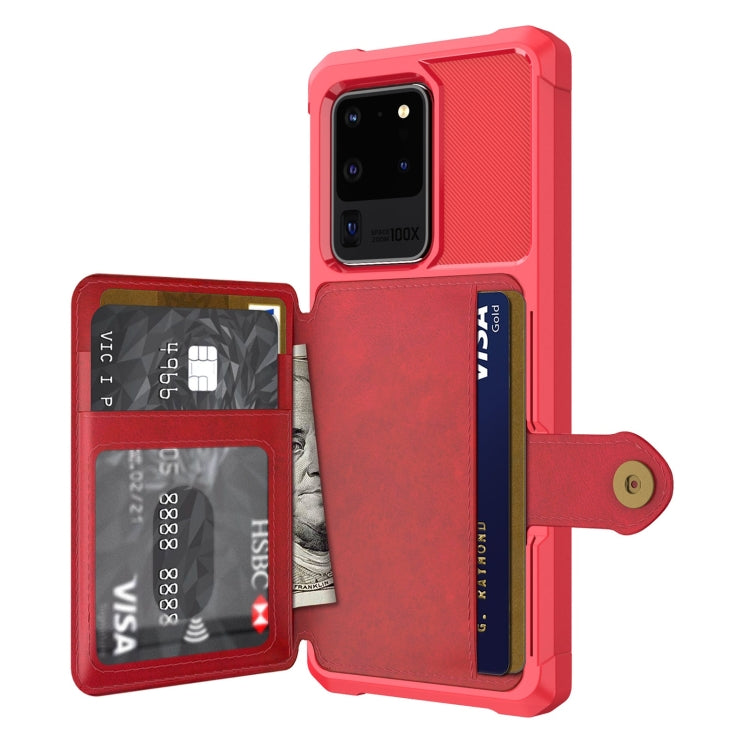 Para Samsung Galaxy S20 Bolsa de Tarjeta Magnética ultra Magnética Funda telefónica de cuero (rojo)