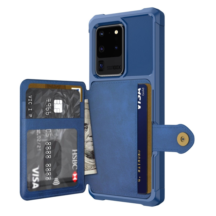 Para Samsung Galaxy S20 Bolsa de Tarjeta Magnética Ultra Magnética Funda telefónica de cuero (azul marino)