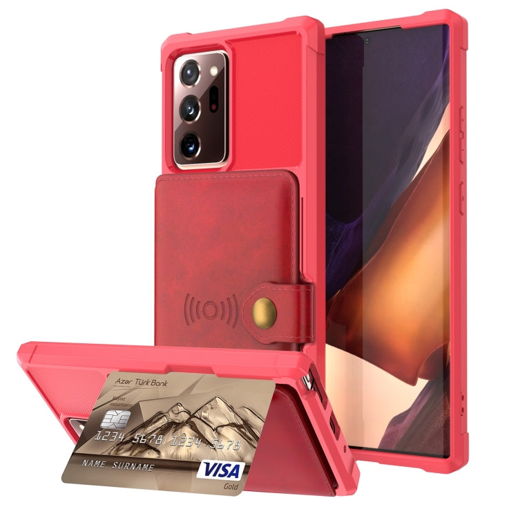 Para Samsung Galaxy Note 20 Bolsa de Tarjeta Magnética Bolsa de Tarjeta Teléfono de cuero (rojo)