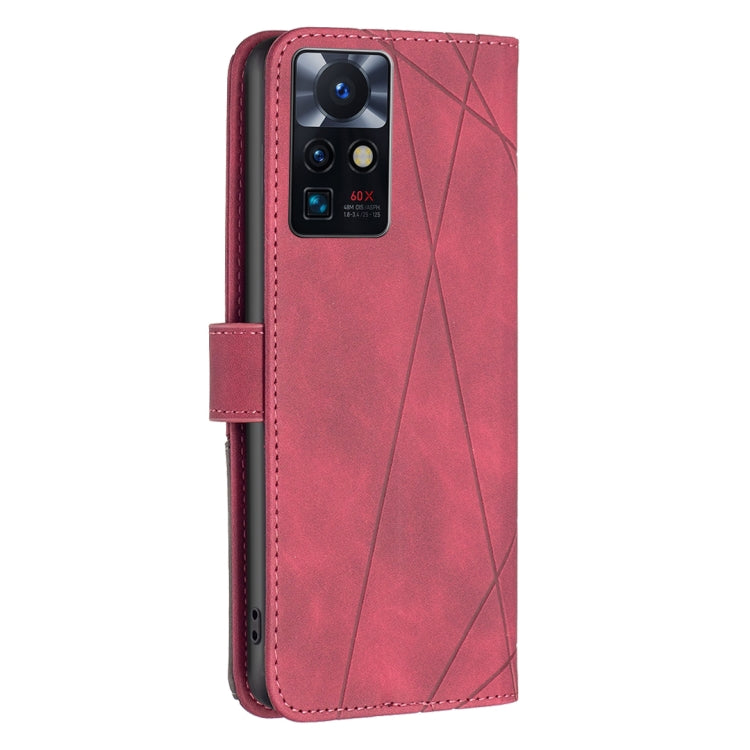 Para infinix cero x neo bf05 hebilla magnética rhombus textura de la caja del teléfono de cuero (rojo)