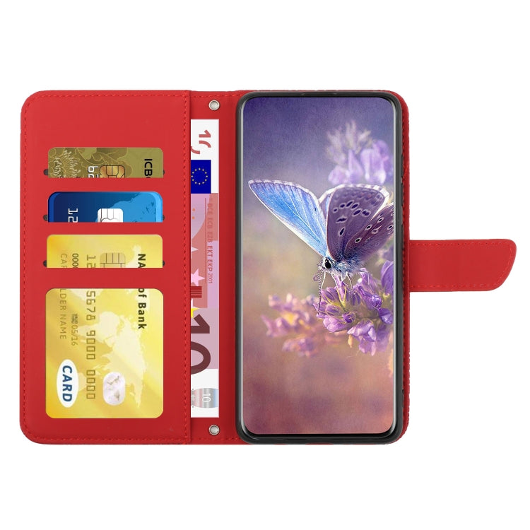 Skin Feel Butterfly Peony Factor de Cuero En Relieve para OnePlus Nord Ce2 Lite Realme 9 Pro 5G Realme V25 (Rojo)