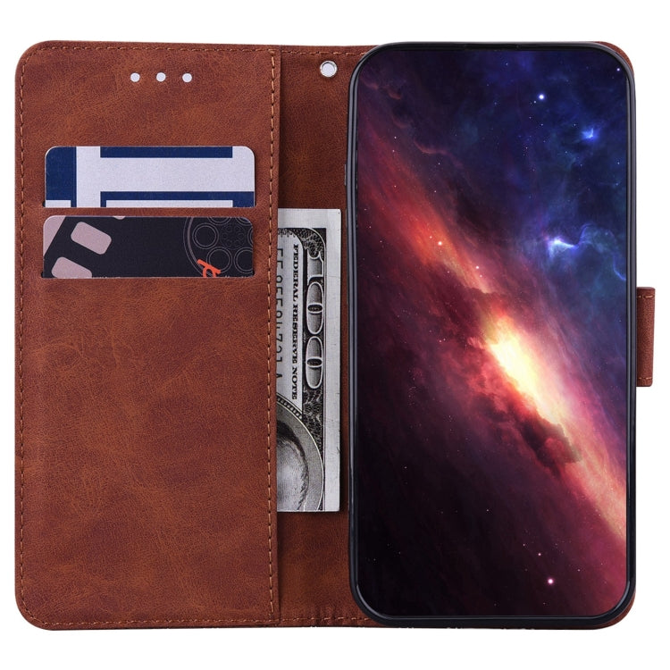 Estuche de Cuero para OnePlus 10R / Ace Geometric en Relieve (Marrón)