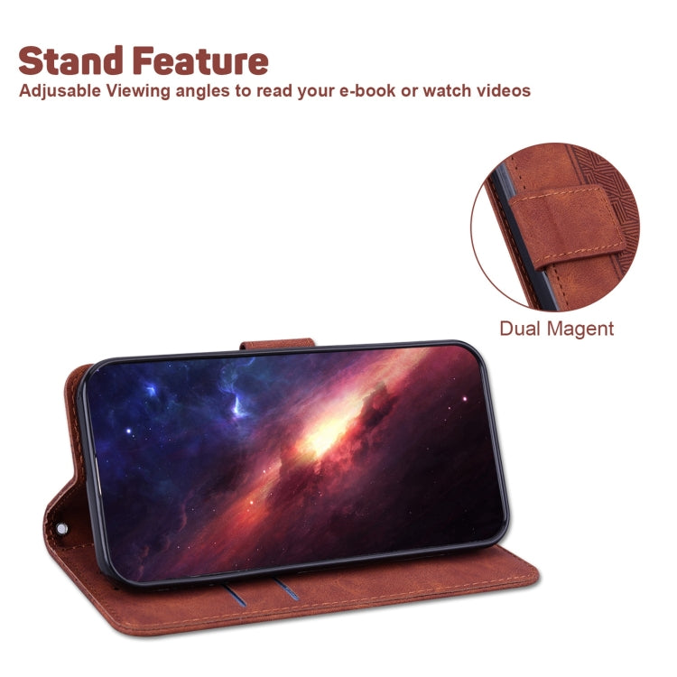 Estuche de Cuero para OnePlus 10R / Ace Geometric en Relieve (Marrón)