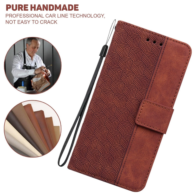 Estuche de Cuero para OnePlus 10R / Ace Geometric en Relieve (Marrón)