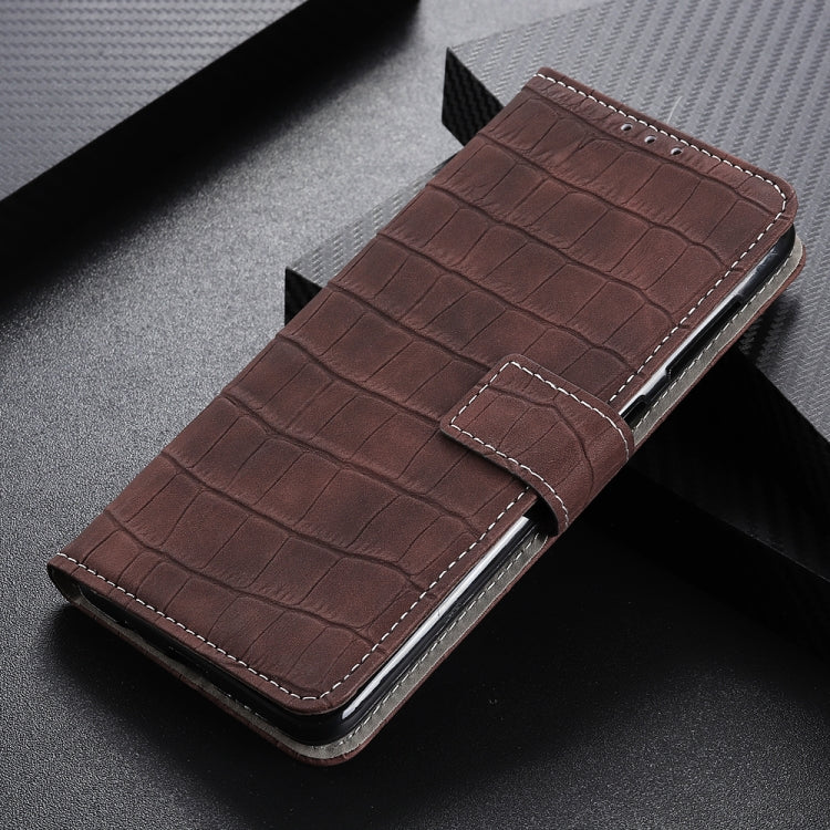 Funda OnePlus Nord 2T de Cuero con Textura Crocodile y Cierre Magnético Horizontal (Marrón)
