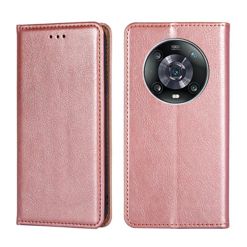 Para Honor Magic4 Pro Gloss Oil Solid Color Magnetic Flip Cuero Case (oro rosa)