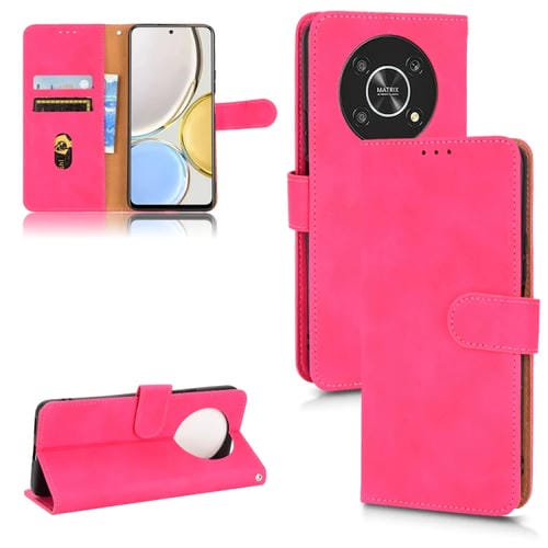 Para Honor X9 5G/X30/Magic4 Lite Skin Feel Feel Magnetic Flip Leather Telephone (rosa roja)
