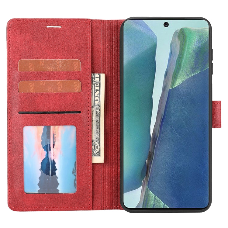 Para Samsung Galaxy Note20 Classic Wallet Flip Leather Case (rojo)