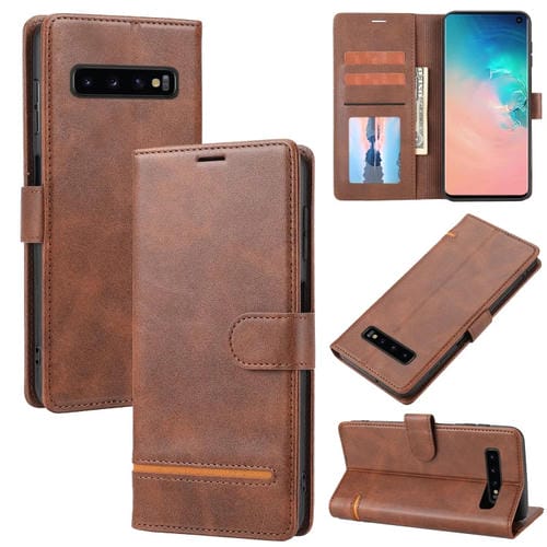 Para Samsung Galaxy S10 Classic Wallet Flip Leather Case (marrón)