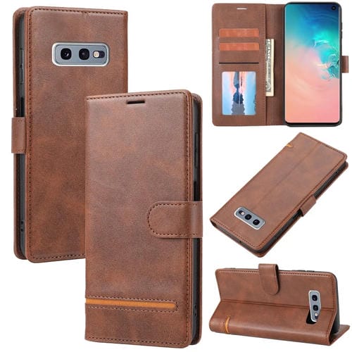 Para Samsung Galaxy S10e Classic Wallet Flip Leather Case (marrón)