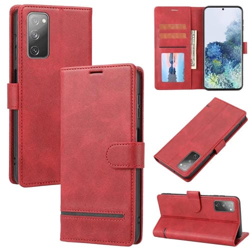 Para Samsung Galaxy S20 Fe Classic Wallet Flip Leather Case (rojo)