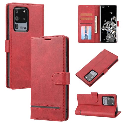 Para Samsung Galaxy S20 Ultra Classic Wallet Flip Leather Case (rojo)
