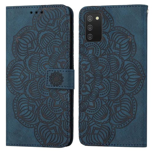 Para Samsung Galaxy A02S 164 mm Mandala Flip Flip Leather Case (azul)