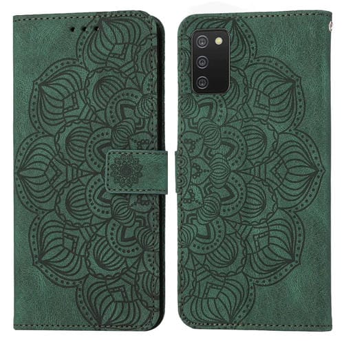 Para Samsung Galaxy A03S 166 mm Mandala Flip Flip Leather Case (verde)