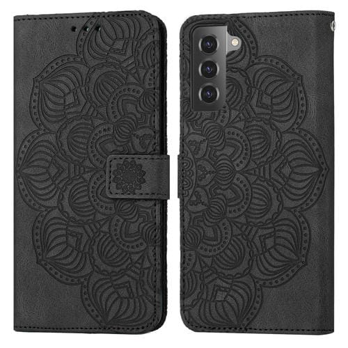 Para Samsung Galaxy S21 Fe 5G Mandala Flip Flip Leather Case (negro)