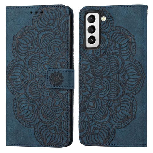 Para Samsung Galaxy S22+ 5G Mandala Flip Flip Leather Case (azul)