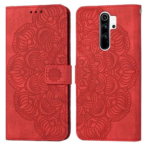 Para Xiaomi Redmi 9 Mandala Flip Flip Leather Case (rojo)