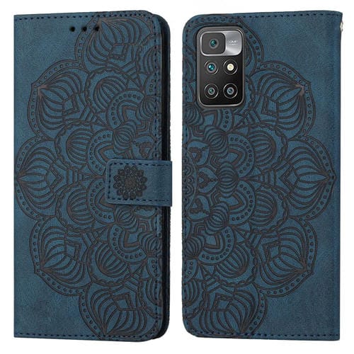 Para Xiaomi Redmi 10 Mandala Flip Flip Leather Case (azul)